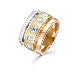 Кольцо ДИ191150211 из трех цветов золота с бриллиантами | Ювелирное ателье PalladinGold™